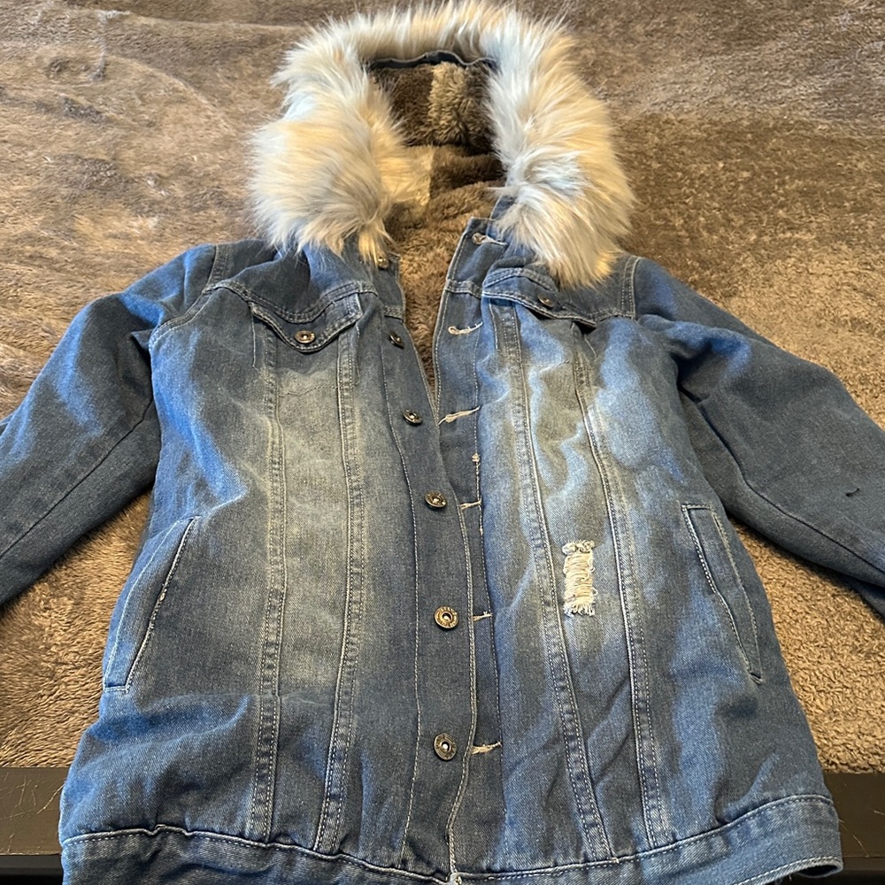 Jean Coat Lined with Faux Fur